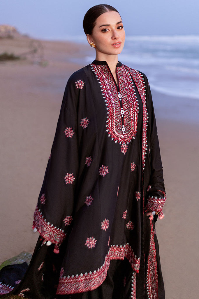 CROSS STICH _ 3PC DHANAK EMBROIDERED SHIRT WITH DHANAK EMBROIDERED SHWAL WITH TROUSER - FIO601