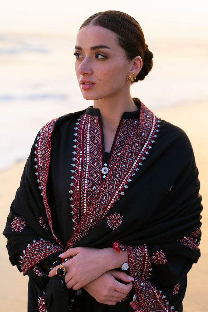 CROSS STICH _ 3PC DHANAK EMBROIDERED SHIRT WITH DHANAK EMBROIDERED SHWAL WITH TROUSER - FIO601